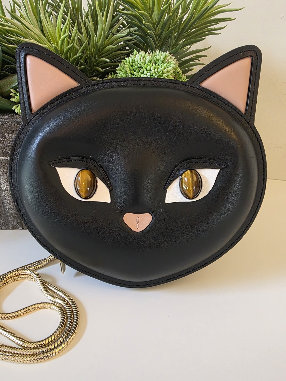 Kate Spade Meow Cat Crossbody Black Leather Chain Bag - Picture 2 of 13